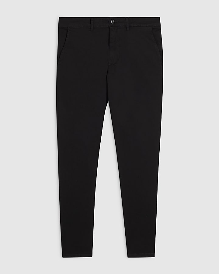 Black Skinny Fit Chino Trousers