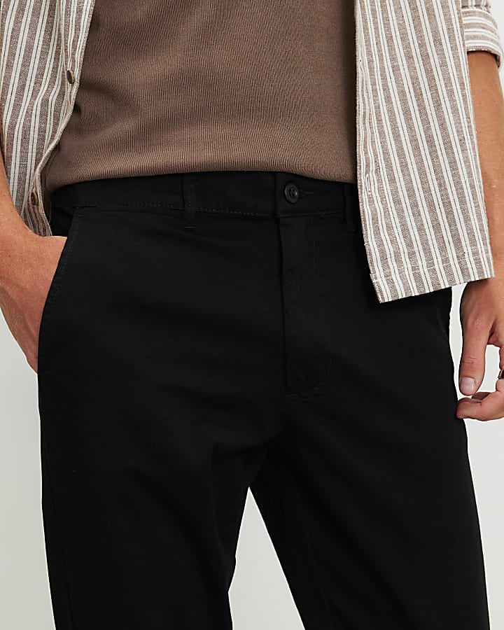Black Skinny Fit Chino Trousers