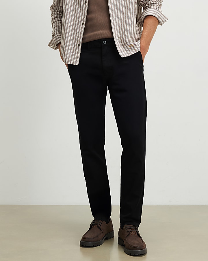 Black Skinny Fit Chino Trousers