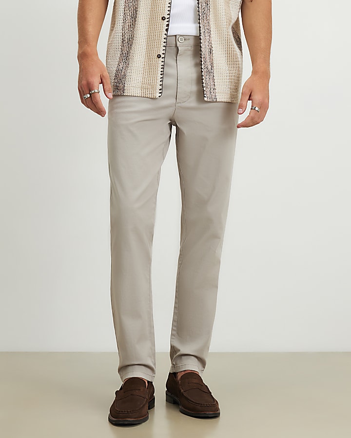Grey Skinny Fit Chino Trousers