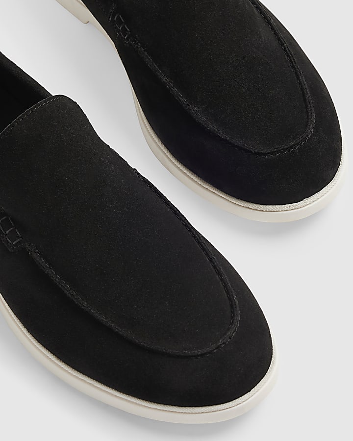 Black Suede Deconstructed Loafers