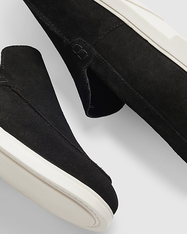 Black Suede Deconstructed Loafers