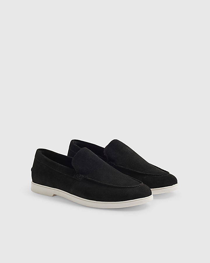 Black Suede Deconstructed Loafers