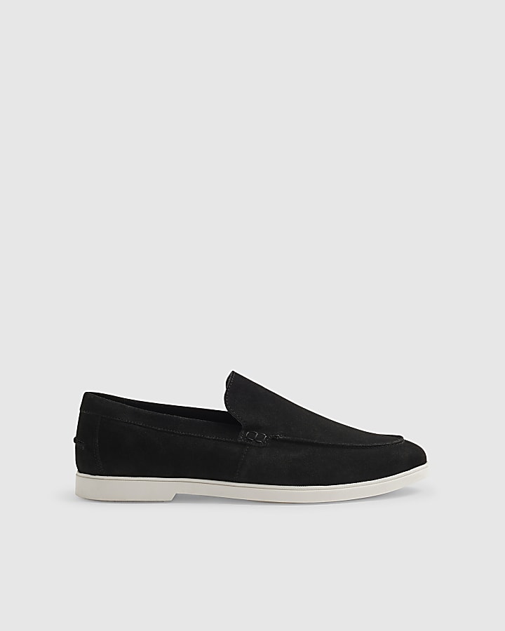 Black Suede Deconstructed Loafers