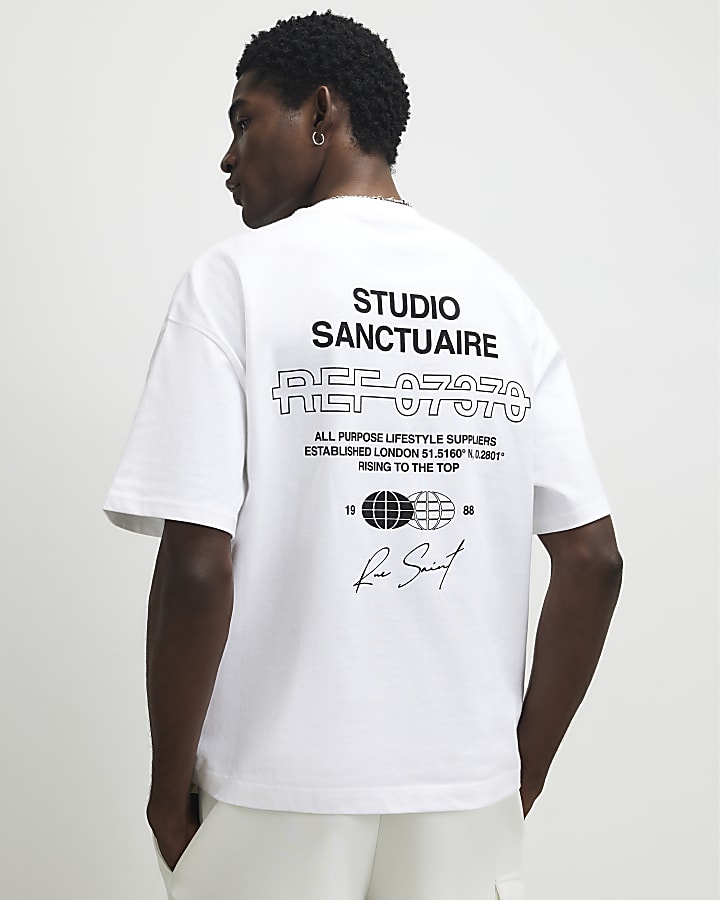 White Oversized Fit Sanctuaire T-Shirt