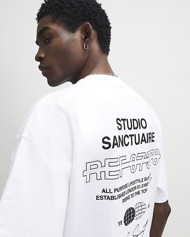 White Oversized Fit Sanctuaire T-Shirt