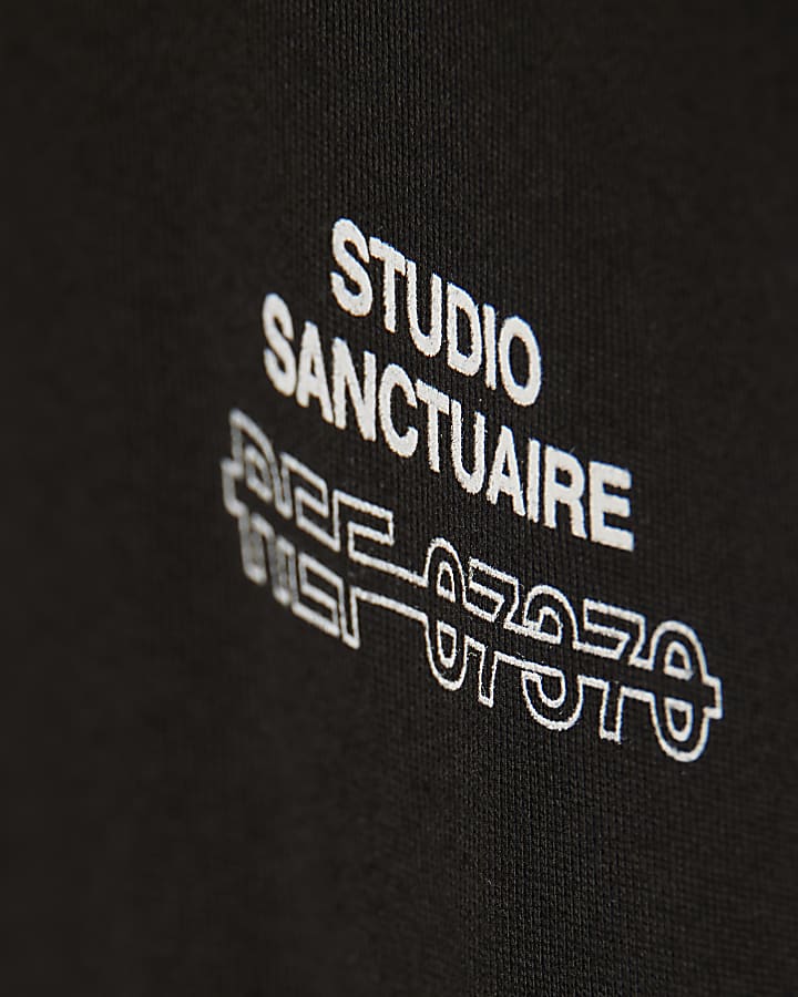 Black Oversized Fit Sanctuaire Blanc T-Shirt