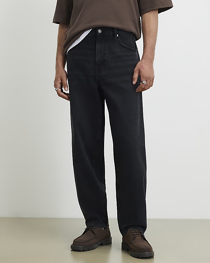 Black Barrel Leg Jeans