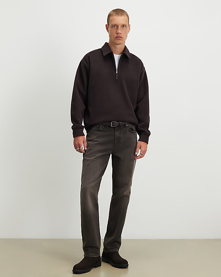 Brown Straight Leg Jeans