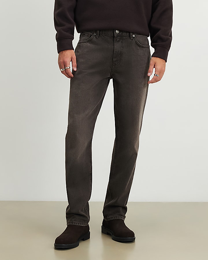 Brown Straight Leg Jeans