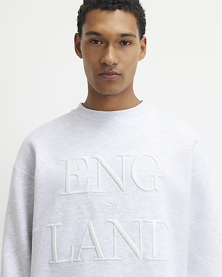 Grey Embroidered England Sweatshirt