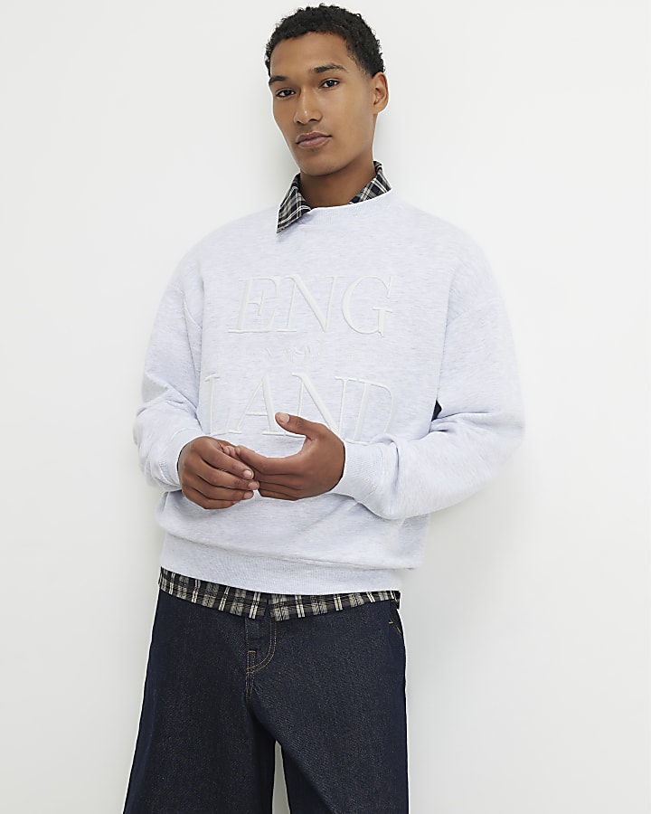 Grey Embroidered England Sweatshirt