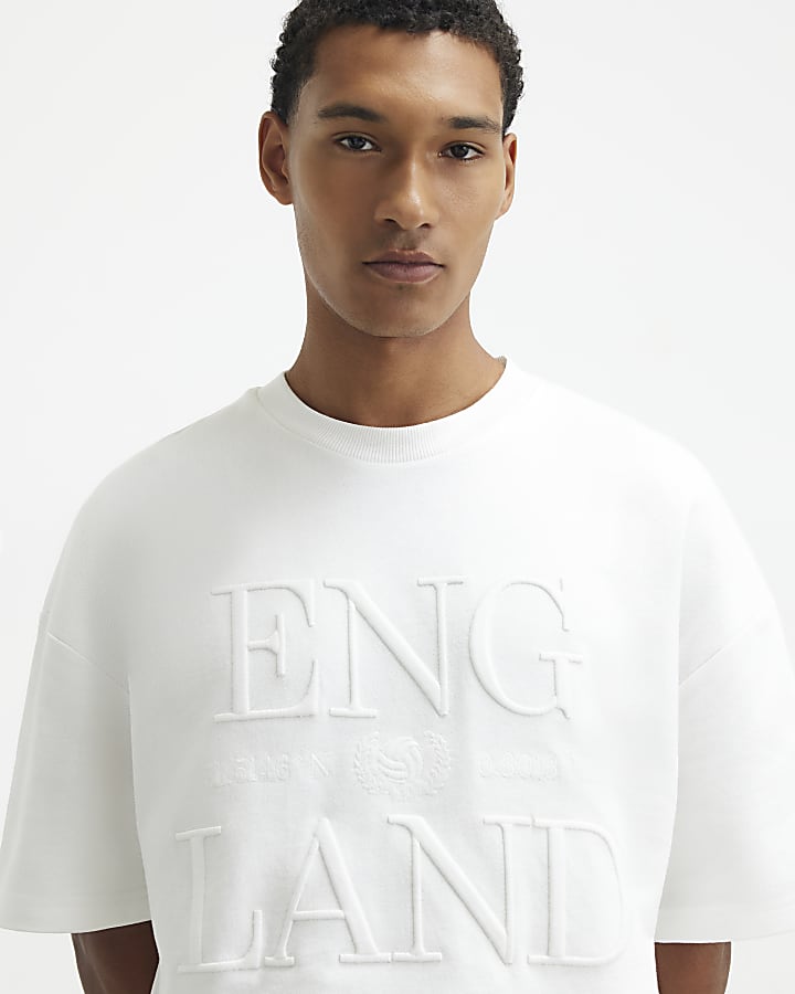 White England Embossed World Cup T-Shirt