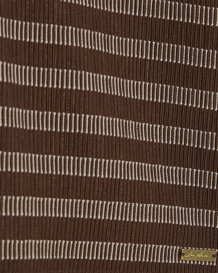 Brown Muscle Fit Stripe Textured Polo Shirt