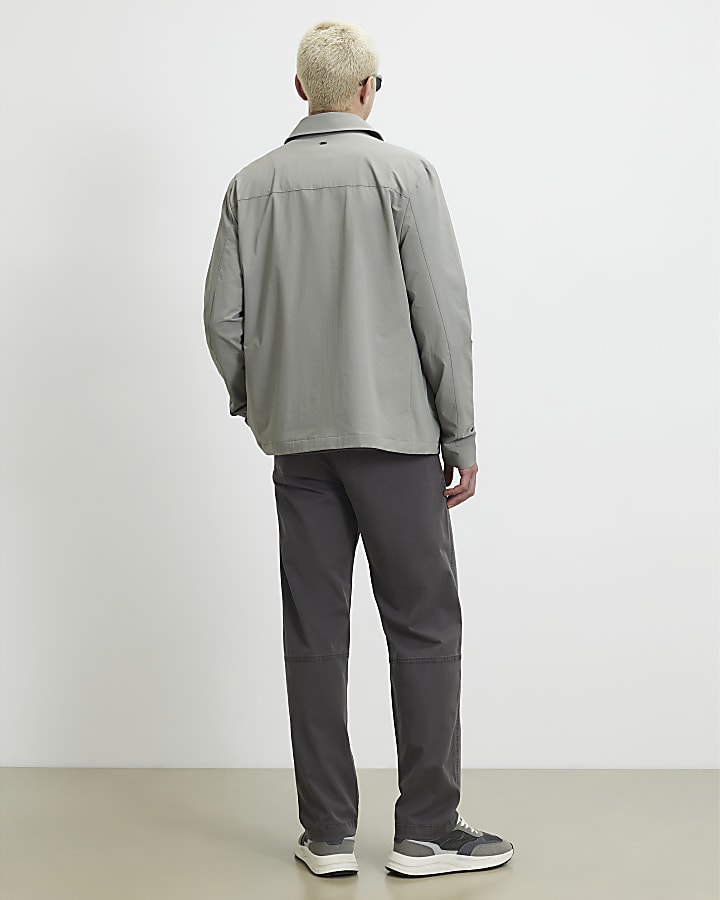 Grey Cotton Blend Pull On Trousers