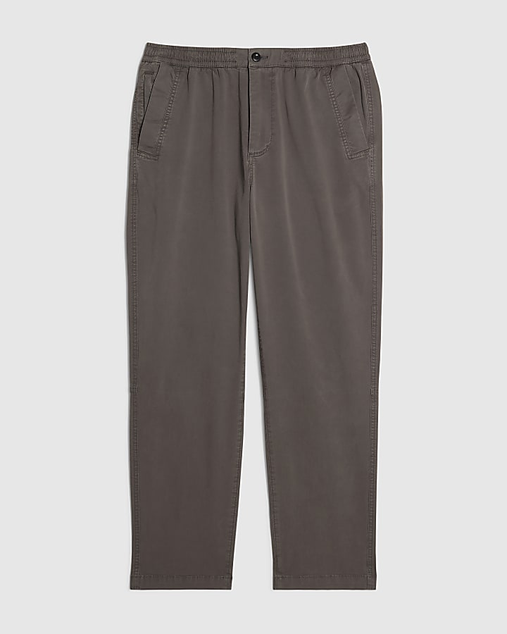 Grey Cotton Blend Pull On Trousers