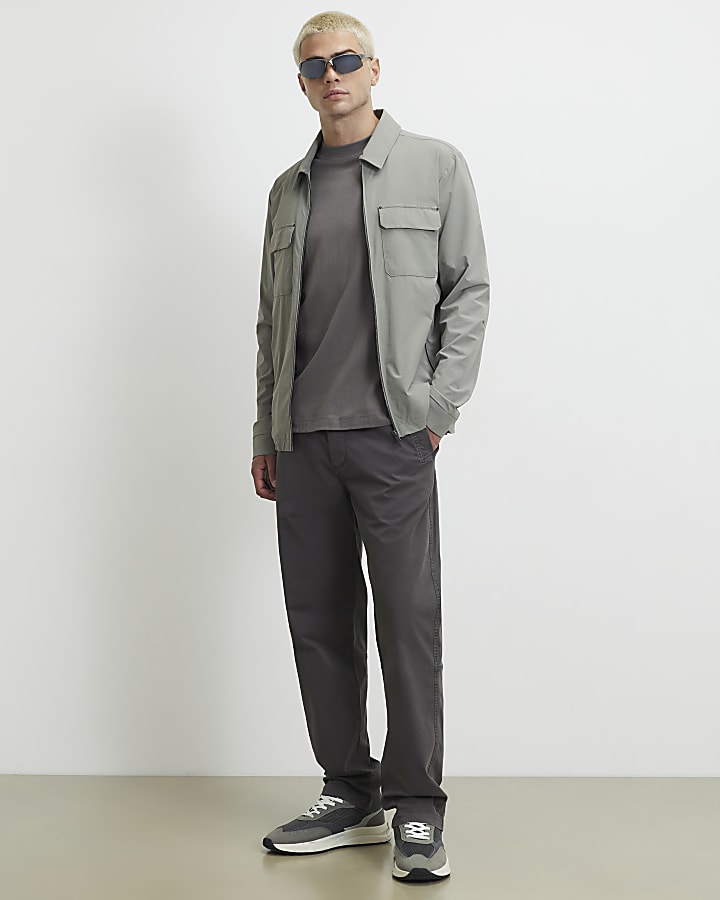 Grey Cotton Blend Pull On Trousers