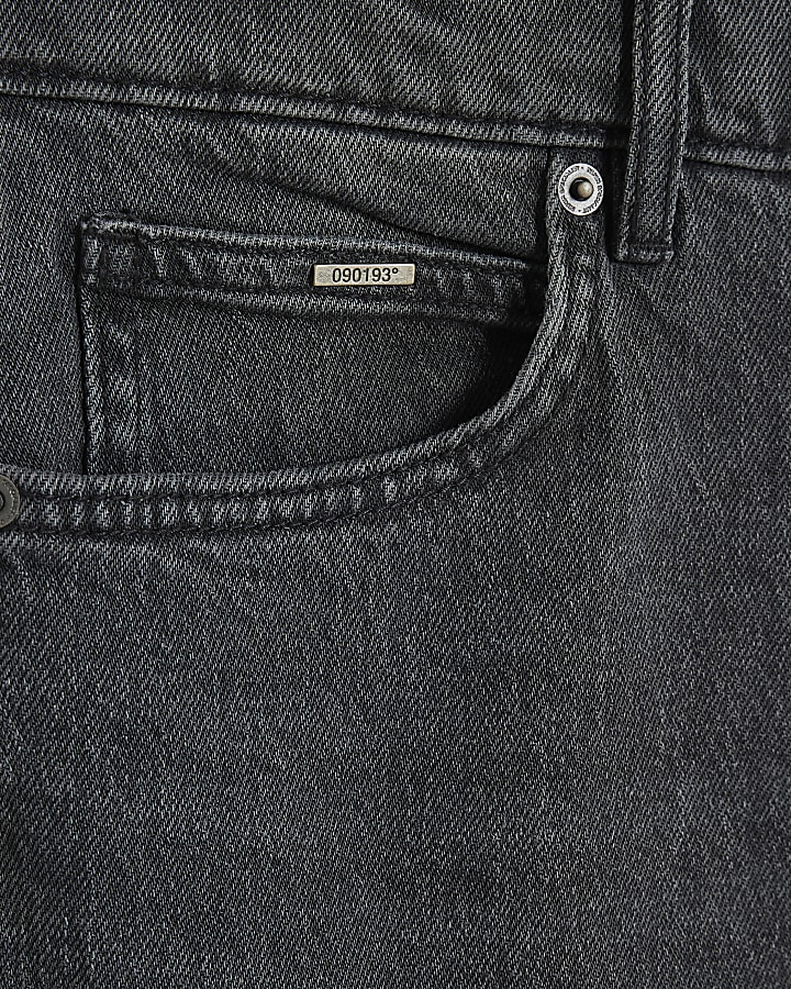 Black Tapered Fit Washed Jeans
