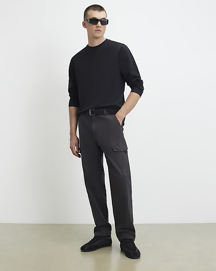 Black Regular Fit Cotton Long Sleeve T-Shirt