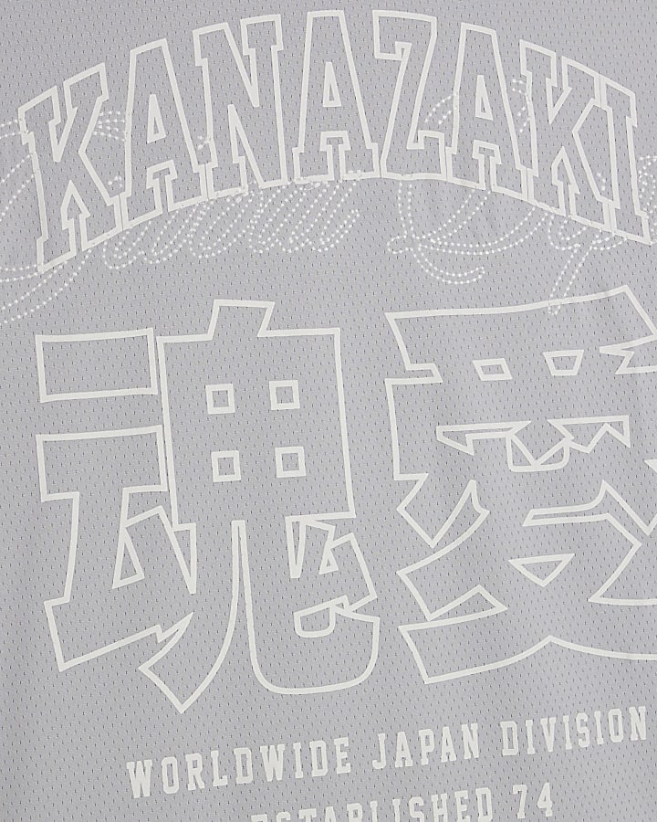 Grey Oversized Fit Mesh Kanazaki T-Shirt