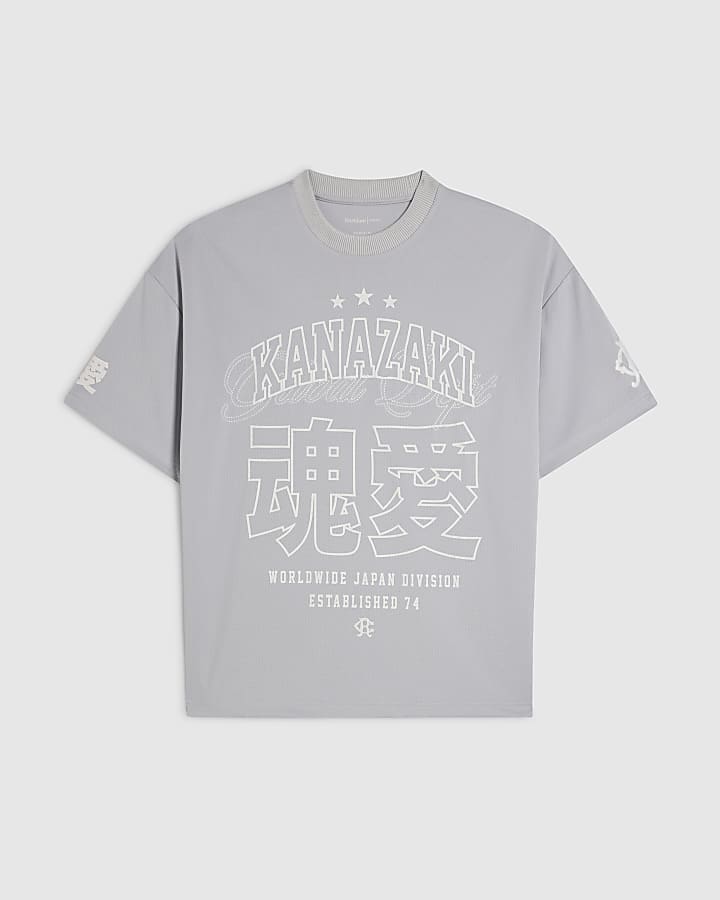 Grey Oversized Fit Mesh Kanazaki T-Shirt