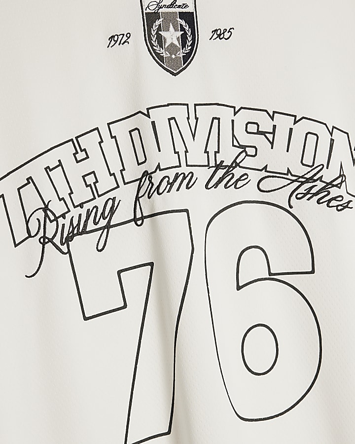 White Oversized Fit Mesh 76 Division T-Shirt