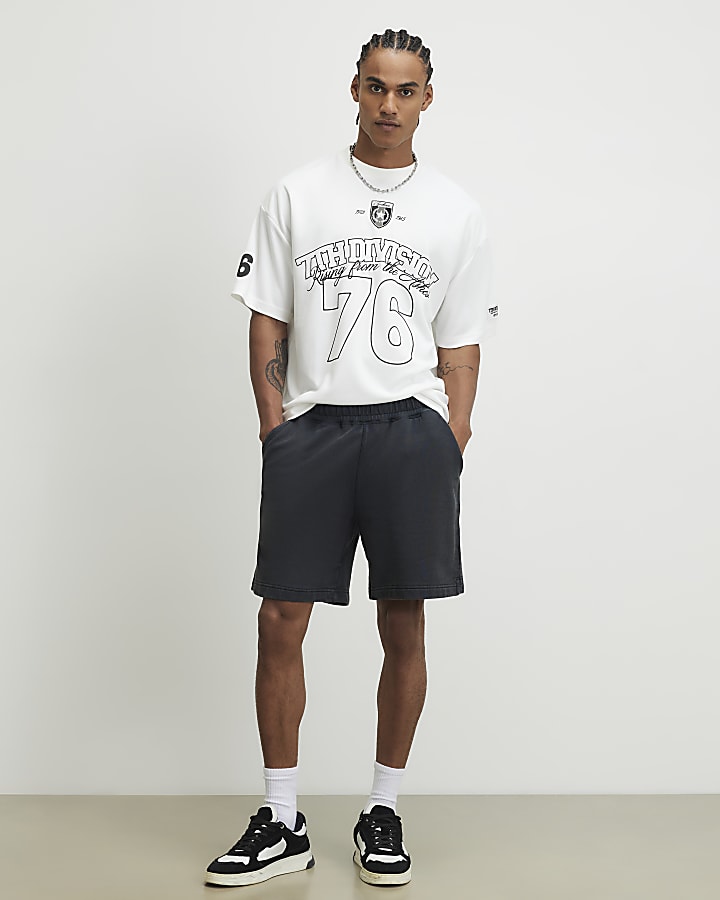 White Oversized Fit Mesh 76 Division T-Shirt