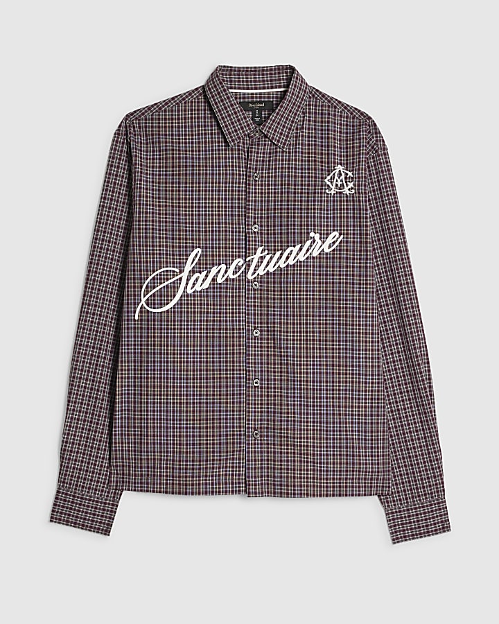 Red Boxy Fit Sanctuaire Check Shirt