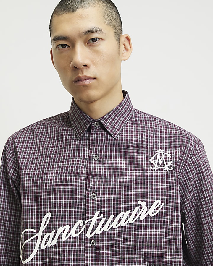 Red Boxy Fit Sanctuaire Check Shirt