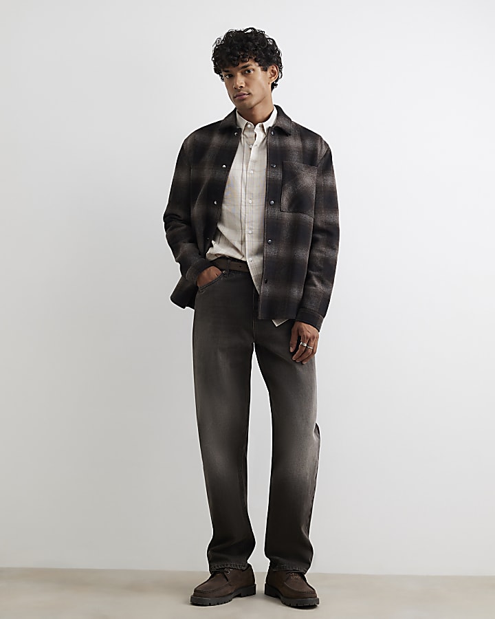 Beige Micro Check Corduroy Shirt