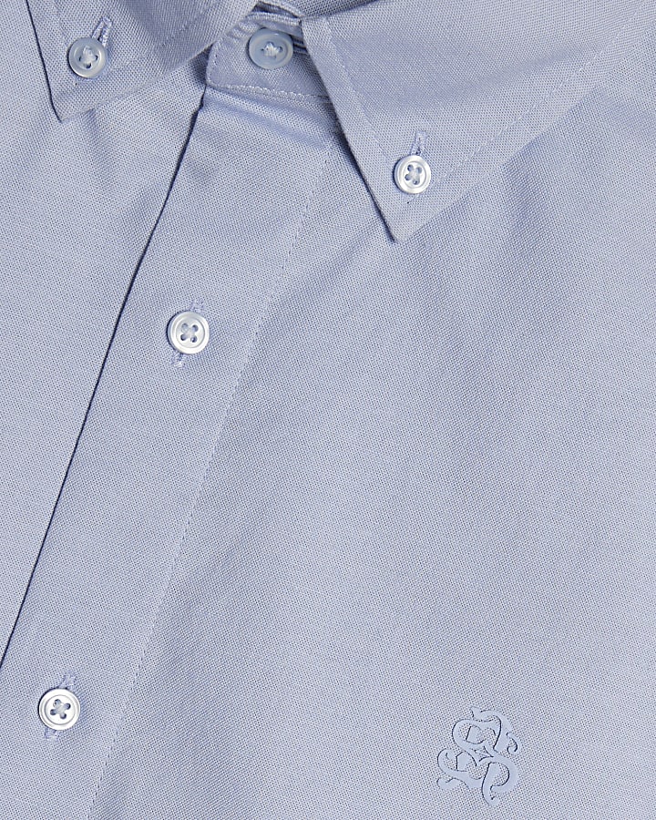 Blue Muscle Fit Cotton Long Sleeve Shirt