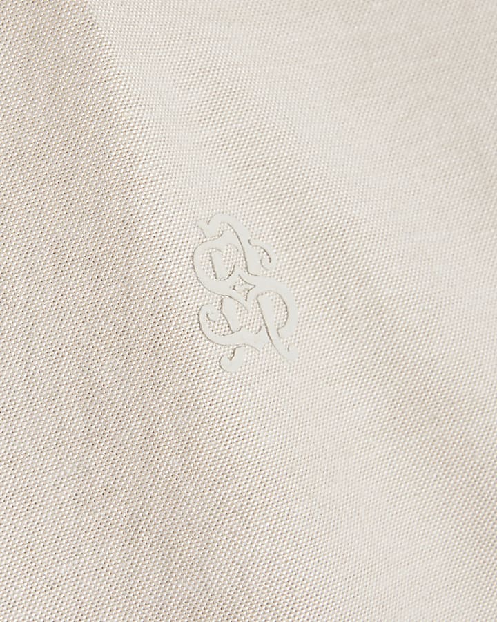Beige Muscle Fit Cotton Long Sleeve Shirt