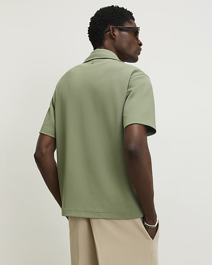 Green Regular Fit Textured Shirt