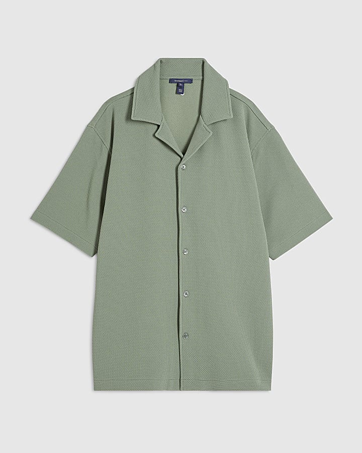 Green Regular Fit Textured Shirt