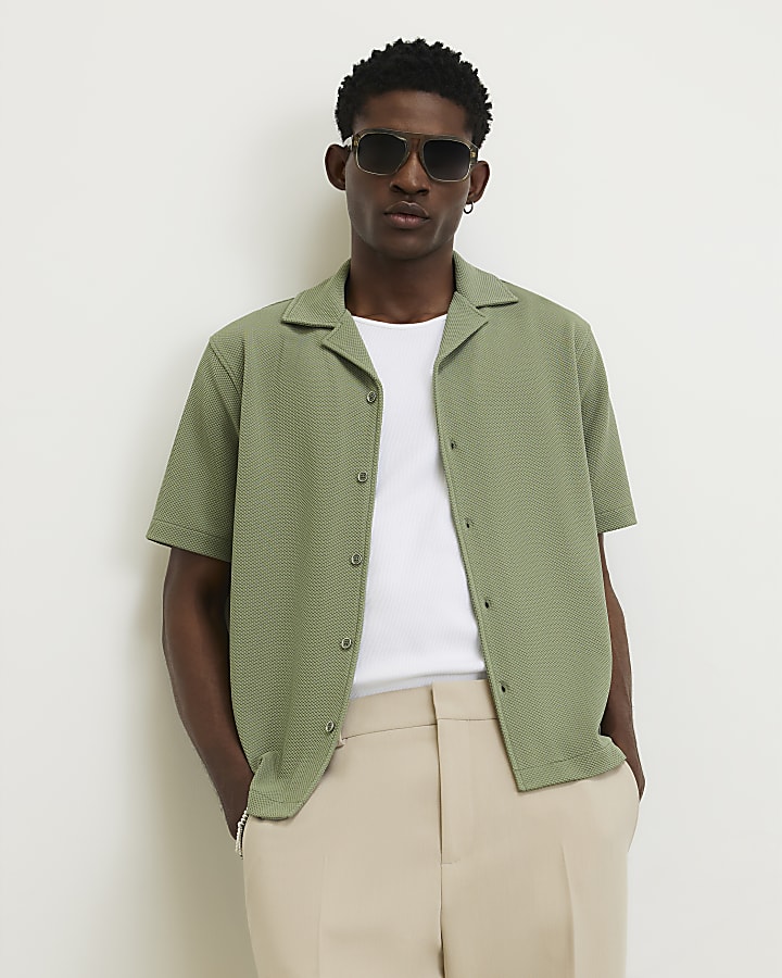 Green Regular Fit Textured Shirt