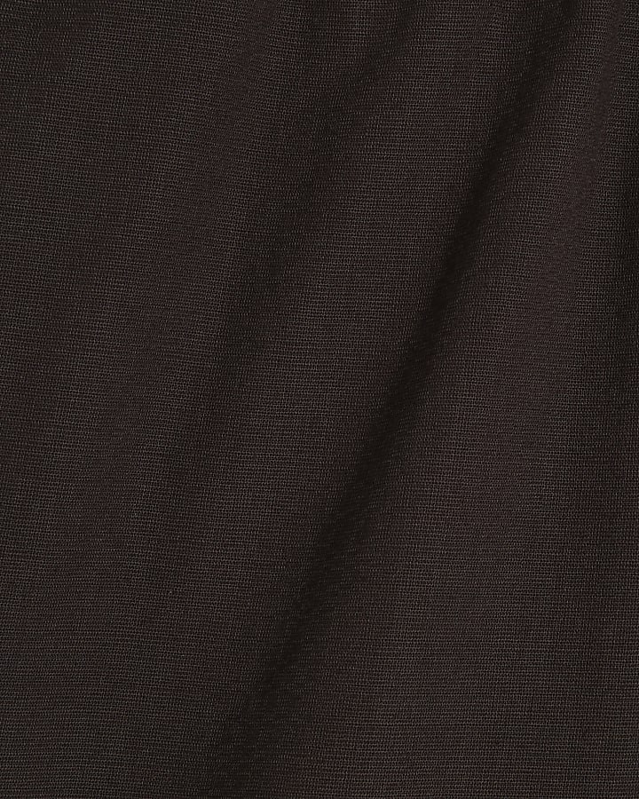 Brown Cotton Drawstring Waist Shorts