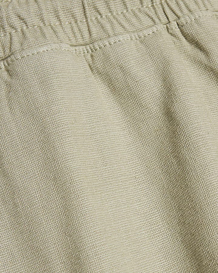 Green Cotton Drawstring Waist Shorts