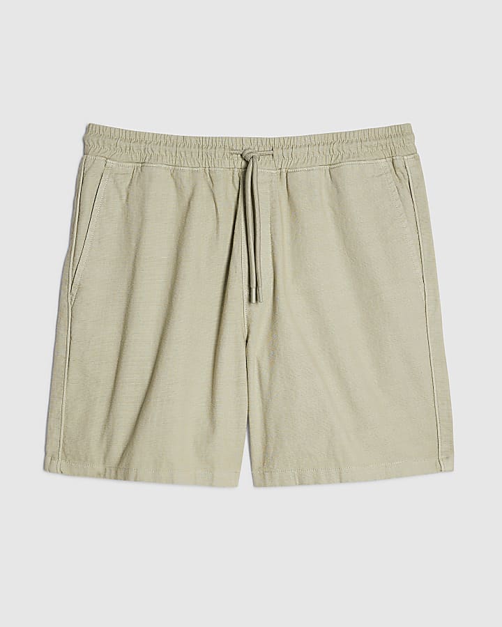 Green Cotton Drawstring Waist Shorts