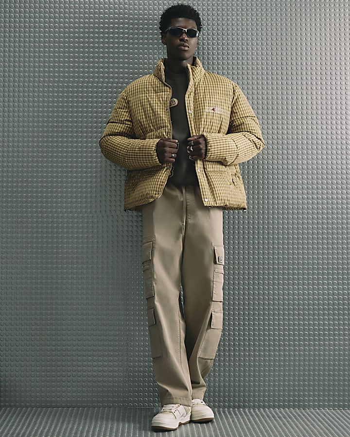 Beige Baggy Fit Cargo Trousers