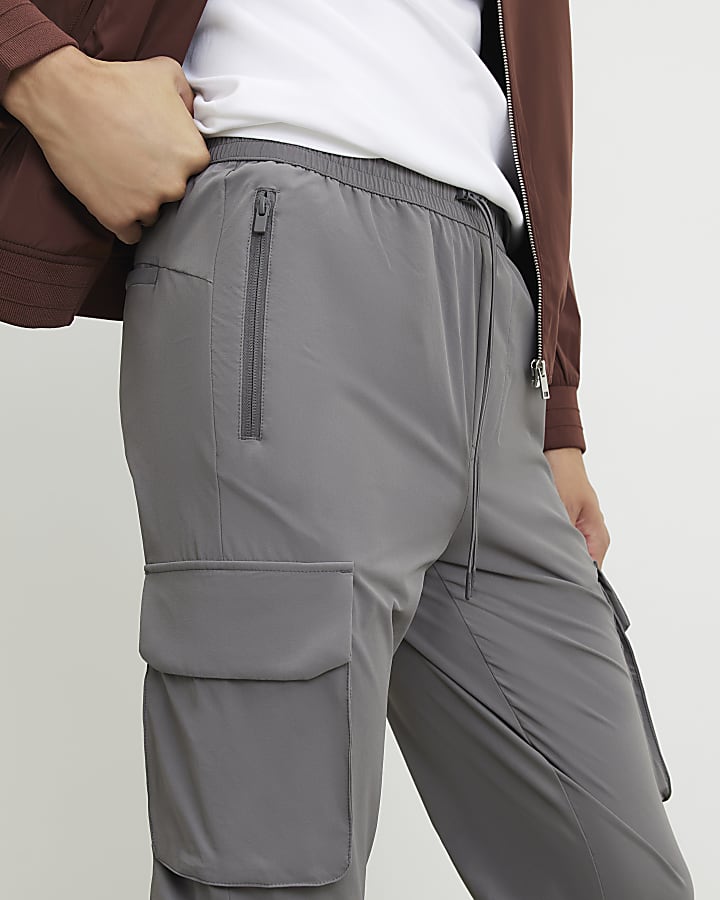 Grey Skinny Fit Cargo Trousers