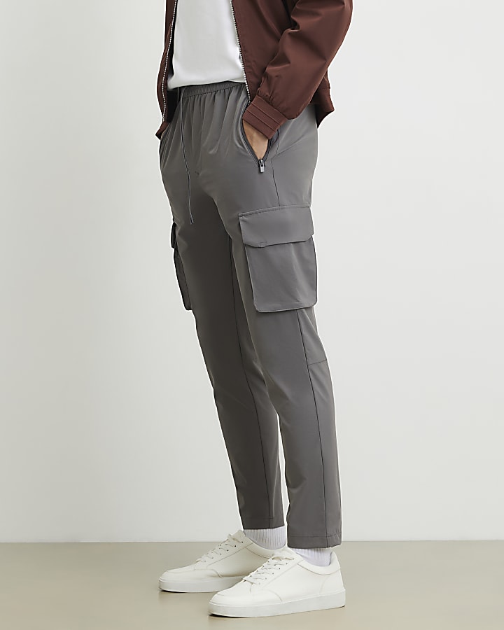 Grey Skinny Fit Cargo Trousers