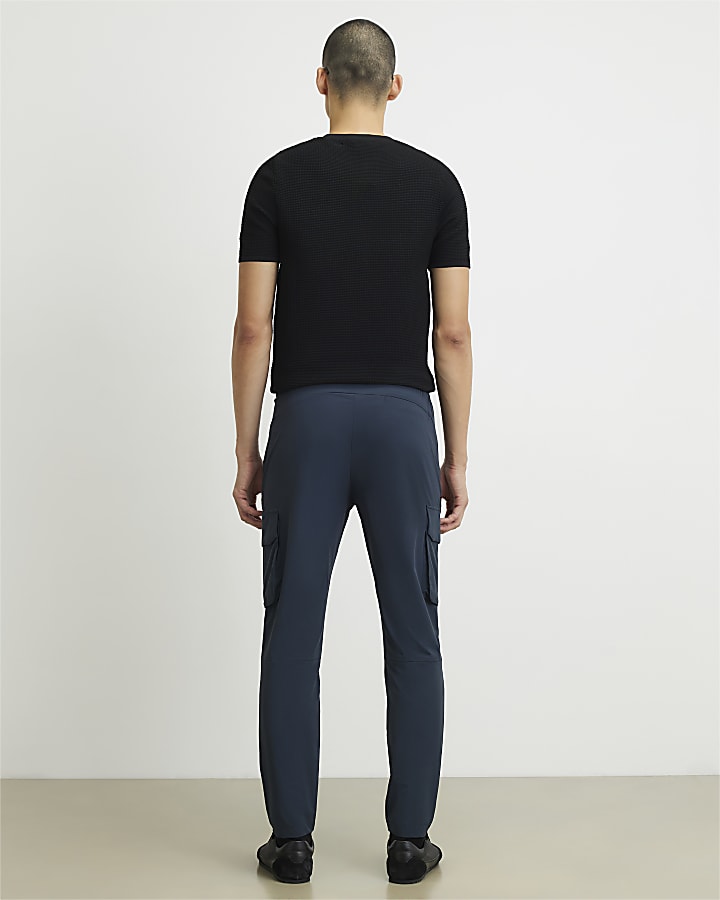 Navy Skinny Fit Cargo Trousers