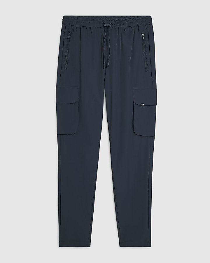 Navy Skinny Fit Cargo Trousers