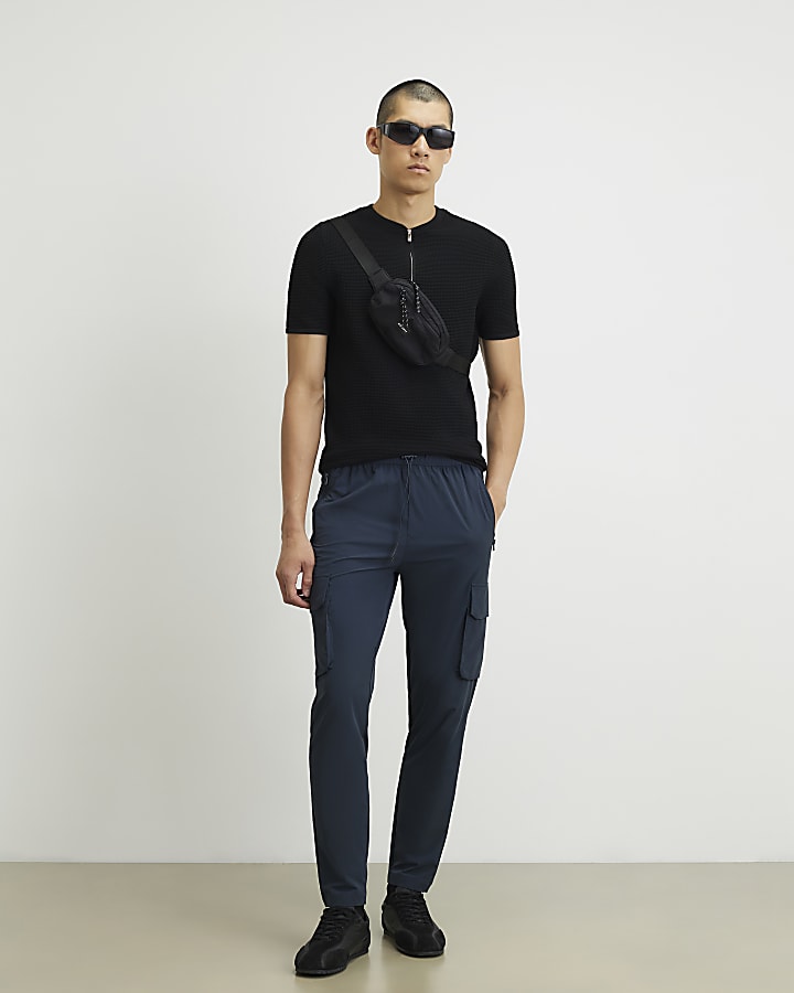 Navy Skinny Fit Cargo Trousers