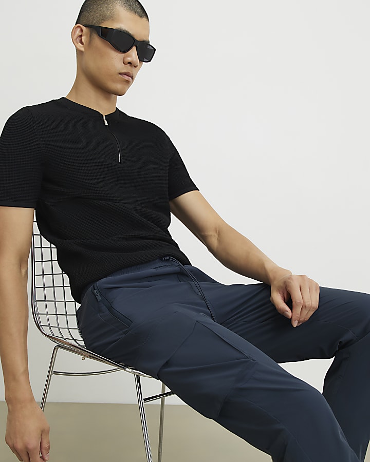 Navy Skinny Fit Cargo Trousers