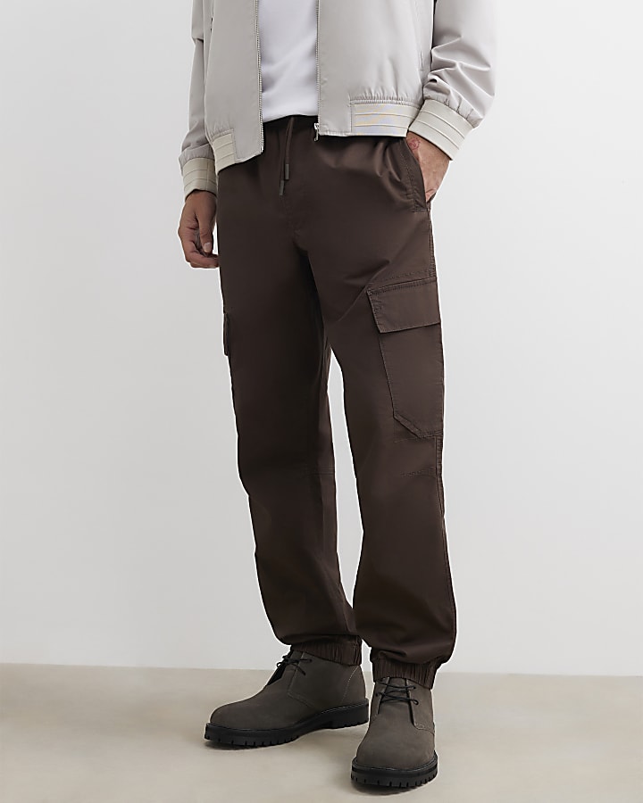 Brown Regular Fit Cargo Trousers