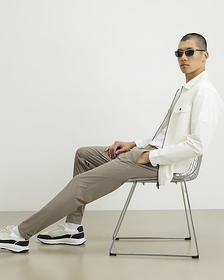 Beige Skinny Fit Trousers