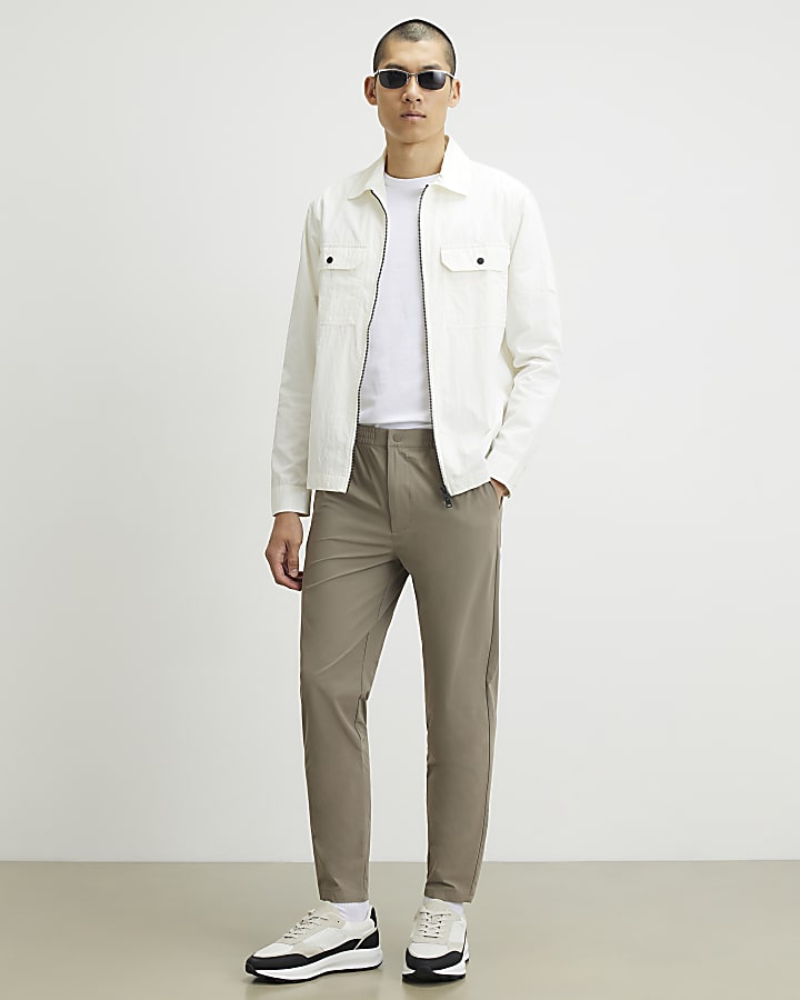 Beige Skinny Fit Trousers