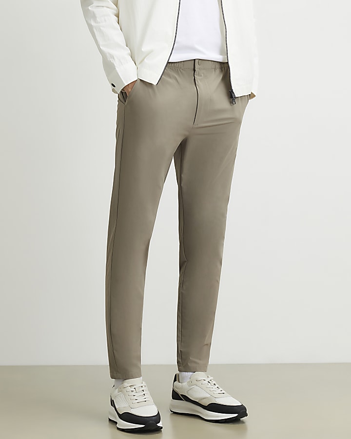 Beige Skinny Fit Trousers