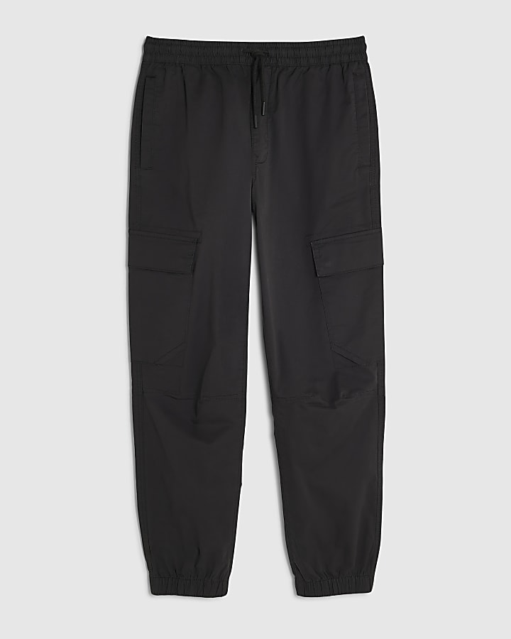 Black Regular Fit Cargo Trousers